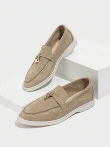 Sleekvia Women's Casual Round Toe Vacation Loafers Flat Slip-On Knit Moccasins Mary Janes, Soft & Versatile For Christmas - Khaki - View 1