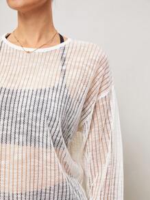 Activina 轻薄针织镂空长袖运动T恤衫 - 綠色 - 查看 3