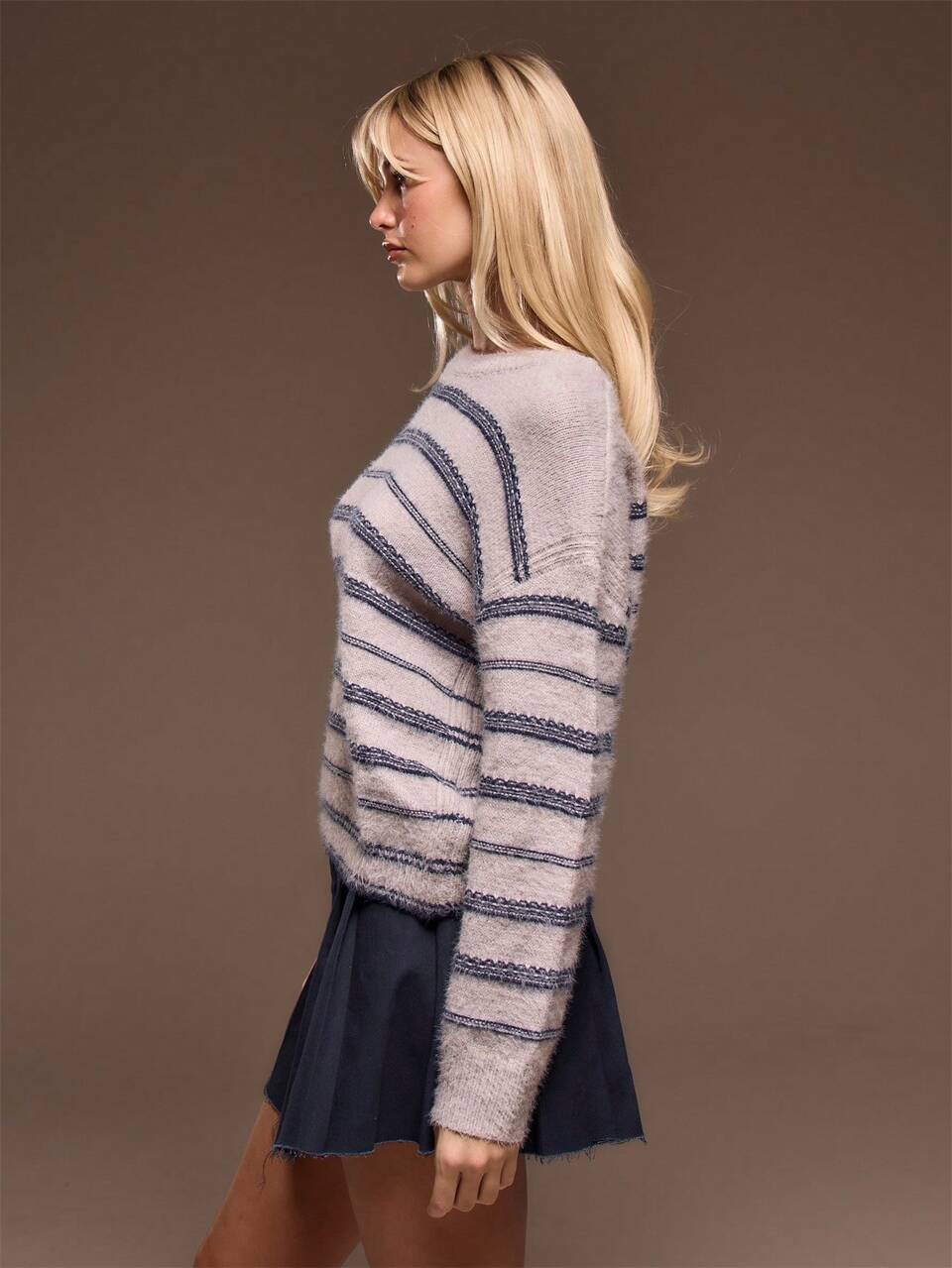 Oversized Cosy Knit Striped Long Sleeve Jumper Cute Valentine Chic