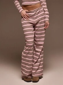 MUSERA 低腰针织条纹阔腿裤（仅含裤子），可爱度假周日最佳秋季、冬季、返校季、圣诞节和感恩节服装。