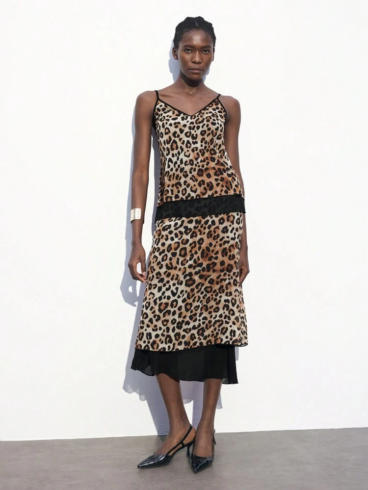 SHEIN Maija Valentine's Day Women's Spring And Summer New Leopard Print Sexy And Elegant Modern Urban Daily Casual Skirt Suitable For Going Out For Festival Parties And Dates To Wear Rich Style 90s Women's Clothing Retro Bohemian Old Money Music Festival