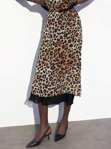 Maija Valentine's Day Women's Spring And Summer New Leopard Print Sexy And Elegant Modern Urban Daily Casual Skirt Suitable For Going Out For Festival Parties And Dates To Wear Rich Style 90s Women's Clothing Retro Bohemian Old Money Music Festival