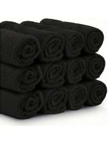 HYER KITCHEN 3/6/12pcs Set Bathroom Hand Towel & Face Towel, Black, Super Soft, Quick-Drying, Absorbent, Thick Home Bathroom Decor Summer - Black - View 7