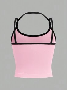 SHEIN Tween Girls' 2pcs Set Minimalist Padded Cami Tops, Soft & Skin-Friendly Adjustable Strap Racerback Camisole Bras - Multicolor - View 8