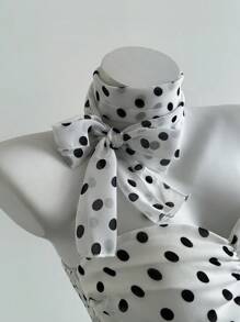 Elamini Women's Polka Dot Printed Ruffle Bandeau Top - Multicolor - View 3