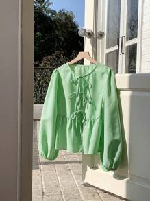 Comfortcana Pull de poupée rayé décontracté pour femme, style minimaliste pour une utilisation quotidienne - Vert - Voir 6