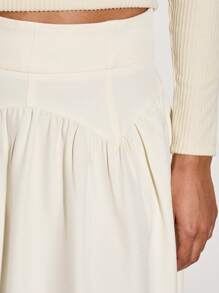 AiiRZ Designer A-Line Maxi Skirt Elegant High Waist Long Skirt Volume Wedding Reception Party Evening Formal Occasion Chic - White - View 4