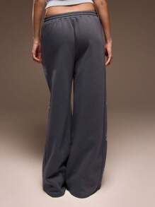 MUSERA Mid Rise Drawstring Waist Bow Print Side Detail Wide Leg Jogger Spring Summer Cute Vacation Spring Cute Sexy  New Years Party - Blue - View 3