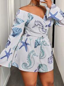 Slaydiva Plus Size Women 2 Pieces Set With Casual Ocean Print - Multicolor - View 2