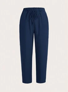 TaskEZ Scrub Uniform Set - Solid Color Short Sleeve T-Shirt & Long Pants, Minimalist And Casual For Daily Wear - Navy Blue - View 5