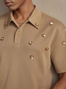 AKNOTIC Party Men's Fitted Turndown Collar Casual Short Sleeve Polo Shirts, Suitable For Summer