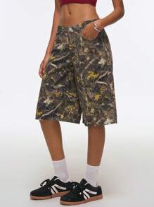 SHEIN EZwear Women's Casual Loose Fit Camouflage Print Jeans