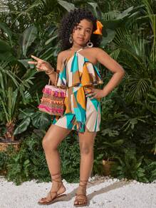 SHEIN Tween 女童休闲碎花连体裤 - 彩色 - 查看 4