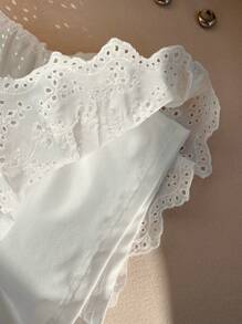 Comfortcana Plus Size Women Beach Vacation Outfits,White Embroidered Short A-Line Skirt, Casual,Spring Summer Clothes - White - View 5