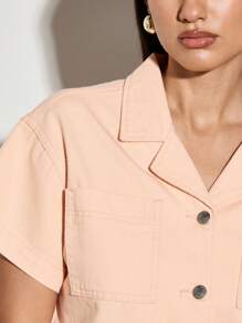 AiiRZ Short Sleeve Boxy Denim Crop Shirt - Yellow - View 4