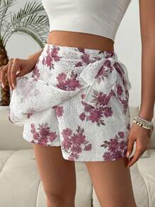Chiquease Women's Fashion Floral Pattern Side Tie Skort - Multicolor - View 1