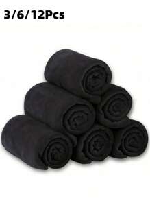 HYER KITCHEN 3/6/12pcs Set Bathroom Hand Towel & Face Towel, Black, Super Soft, Quick-Drying, Absorbent, Thick Home Bathroom Decor Summer - Black - View 1