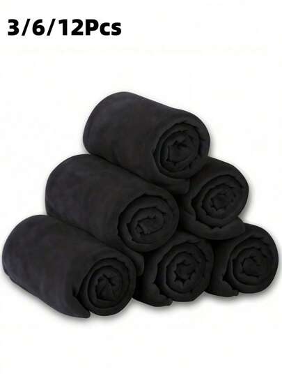 Set de 3/6/12 piezas de toallas de mano y toallas faciales para baño HYER KITCHEN, color negro, súper suaves, de secado rápido, absorbentes, gruesas para la decoración del baño en el hogar en verano