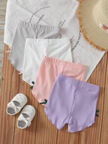 2pcs/Pack Girls' Summer Knit Ruffle Hem Shorts - Multicolor - View 2