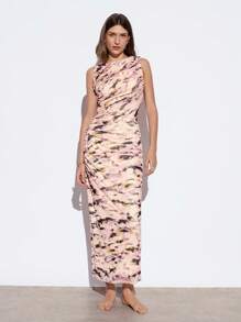 Maija Spring/Summer New Pattern Pink Ruched Design Dress, Elegant For Daily Casual, Romantic Vacation, Music Festival, Party, Wedding Guest, Vintage Style, Valentine's Day Summer Dresses For Women Summer Outfits For Women  Wedding Guest Dress Women Formal Dresses For Women Birthday Dresses For Women Dresses For Women Elegant Birthday Outfits For Women Elegant Dresses For Women Church Dresses For Women  Party Dresses For Women