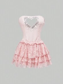ROMWE Kawaii Falda mini sexy con silueta de corazón para el Día de San Valentín