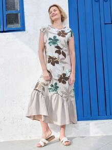 EMERY ROSE Women's Long Casual Dress, Simple Fashion For Daily Wear - Multicolor - View 1