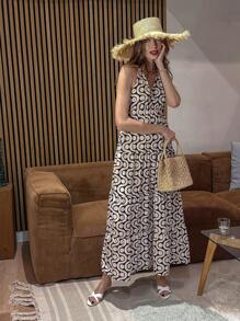 SHEIN Unity Vestido casual de tirantes para vacaciones para mujer - Blanco y Negro - Ver 4