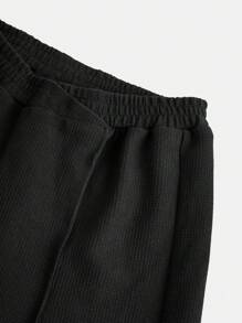 SHEIN Tween Girls' Casual Minimalist Asymmetrical Waist Loose Wide-Leg Sweatpant Set