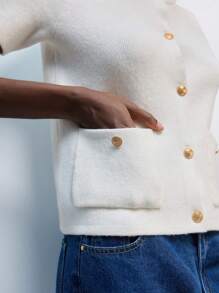 Maija Spring New Style Valentine's Day White Knitted Elegant Women's Cardigan Gorgeous Daily Casual Romantic Urban Vacation Suitable For Outing Parties Wedding Guests Old Money Style Bohemian 90s Women's Clothing,Knitted Sweater,Autumn Outfits For Women - White - View 4