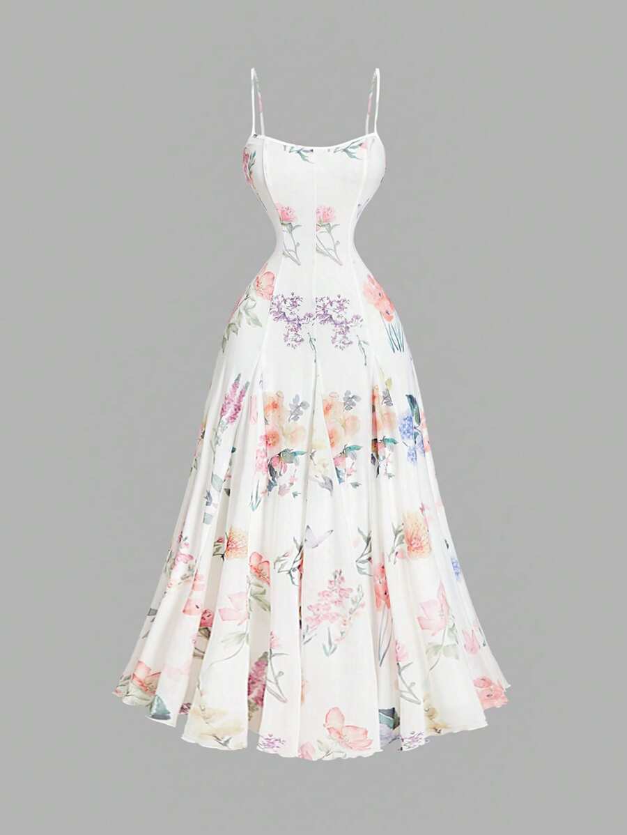 SHEIN MOD 女士印花浪漫长裙，度假装扮，夏季女装，西式女装，乡村风女装，沙滩度假装，春季上衣，波西米亚风女装 - 彩色 - 查看 1