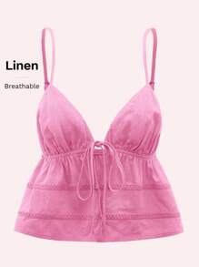 SHEIN ICON Solid Tie Front Cami Top