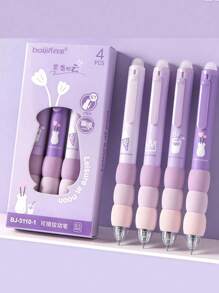 1/2 盒4/8 件，可擦咖啡熊，优质马卡龙紫色海绵中性笔套装 0.5mm，带 ST 按压功能和易擦盖，粉色文具套装，粉色文具套装