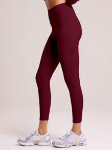 Musera Sport High Waisted Ankle Activewear Sports Leggings Workout Daily Gym Fitness Pilates Casual - Burgundy - View 4