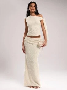 SHEIN BAE Women's Elegant Solid Color Asymmetric Collar Blouse Summer Outfits For Women Summer Summer Tops Vacation Outfits Woman Spring Outfits For Women Tube Top Beach Outfits For Woman Tops Women Crop Tops Beach Western Wear Women Vacation Outfits Women Going Out Tops Off The Shoulder Top Western Women Tops Summer Tops Women - White - View 2