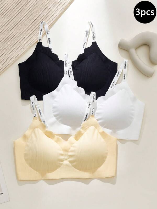 Teenage Girls Letter Print Seamless Wireless Sports Camisole