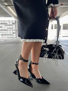 CUCCOO SZL Sharp Pointed Unique Heel Women's High Heel Pumps, Street Style, Sexy Date Night Or Party Outfit For And Vibe And Spring Shoes Spring Break Easter Prom Heels - Black - View 3