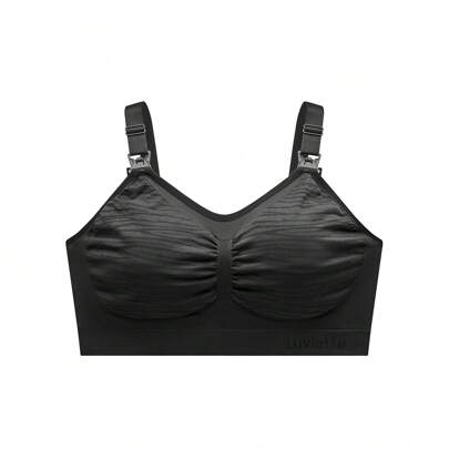 Plus Black Seamless 4-In-1 Pumping Bra Hands Free Homey Comfort Pumping & Nursing Bras Supportive Breast Pumping Bra Maternity