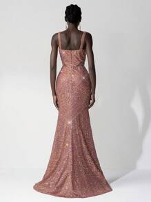 Elitara 优雅迷人的弹力亮片褶饰美人鱼裙，婚礼宾客礼服，适合婚礼、派对、节日、舞会、正式场合、派对礼服、晚礼服