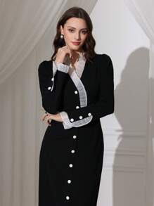 Modelyn Women's Simple Fashion Casual Long Dress, Suitable For Daily Wear - Black - View 2