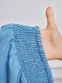 MaterniWear 女士孕妇休闲腰带阔腿裤 - 藍色 - 查看 7