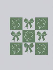 INAWLY Plus Size Women Bow Print Round Neck Thermal Lined Long Sleeve Sweatshirt, Autumn/Winter Pullover Fall