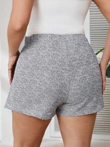 SHEIN Frenchy Plus Size Elegant Commuter Rhinestone Butterfly Decor Slit Skorts