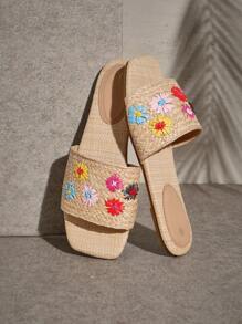 SHUZIA Sandalias deslizantes de verano con piedras preciosas, diseño de ojo glamoroso, color negro y suela antideslizante para el dedo del pie