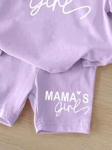 SHEIN 女宝宝简约休闲短袖短裤套装，适合夏季