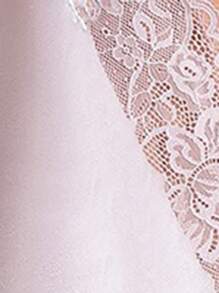 SilkySpell Plus Size Women's Lace V-Neck Backless Sexy Fitted Satin Slip Dress