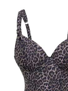 Swim DD+ DD Series Women Sexy Cheetah Print Push Up Hollow Out One Piece Swimsuit, Plażowe Letnie Stroje