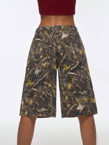 SHEIN EZwear Women's Casual Loose Fit Camouflage Print Jeans