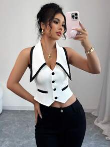 Elenzga 大翻领双色轻质西装外套