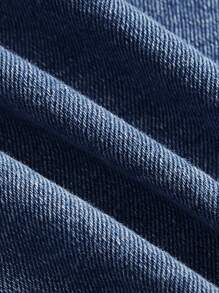 Comfortcana Plus Size Denim Casual Stretchy Short Sleeve Shirt, Blue - Blue - View 4