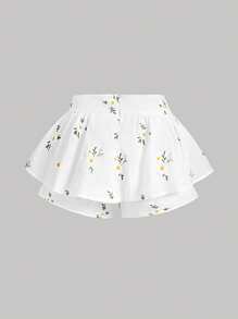 SHEIN MOD Women White Embroidered Low Waist Skort,Vacation Woman,Summer For Women,Beach For Woman,Spring For Women,Western Wear Women,Concert Women,Floral Skort - White - View 2